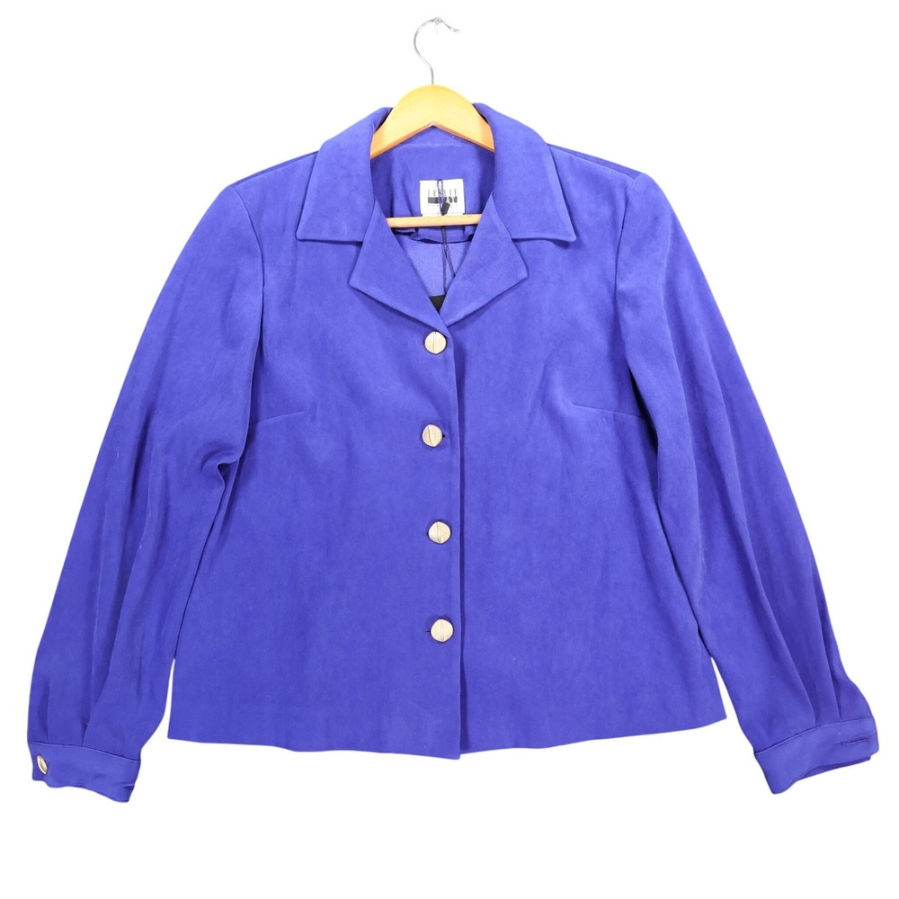 Leslie Fay Button Up Jacket‎ Womens 8P Purple Polyester Professional Blazer